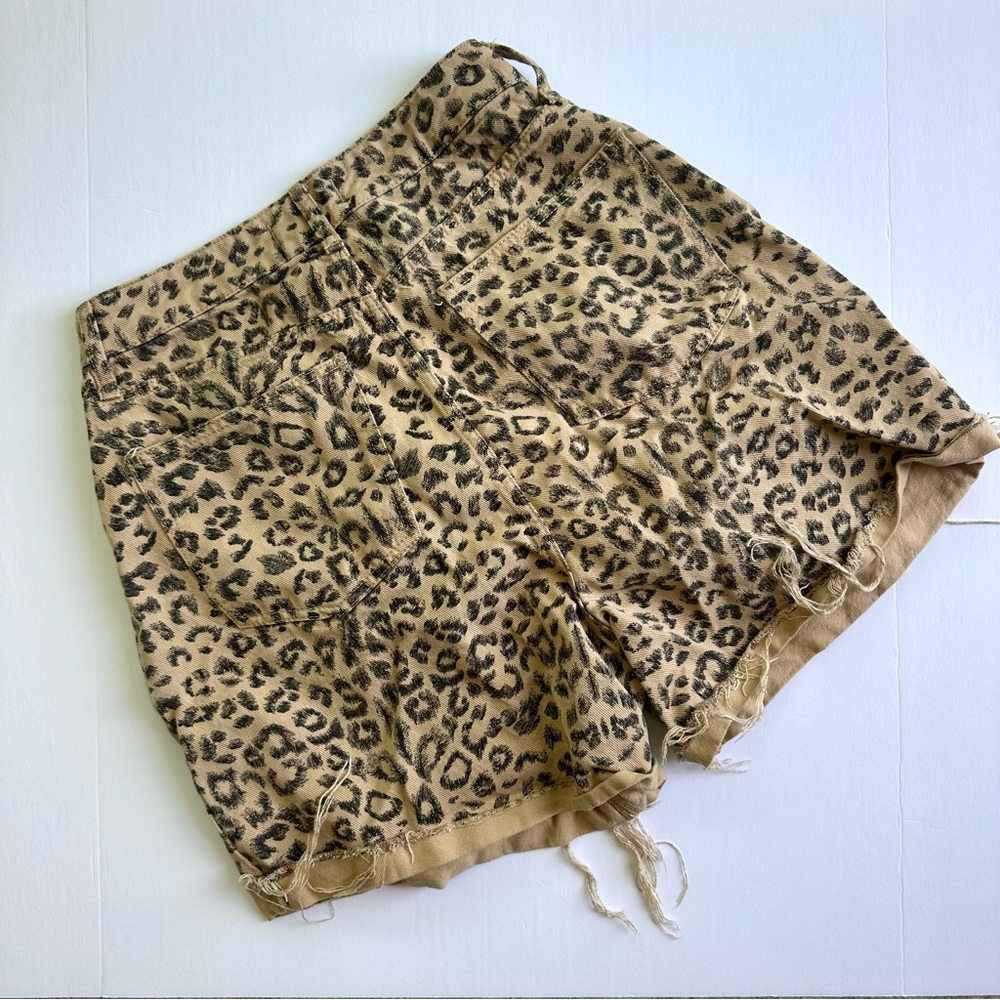 Free People Leopard Print High-Waist Cotton Shorts - Beige/Black - Picture 11 of 11